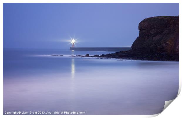 North Pier Lighthouse at dusk from Sharpness Point Print by Liam Grant