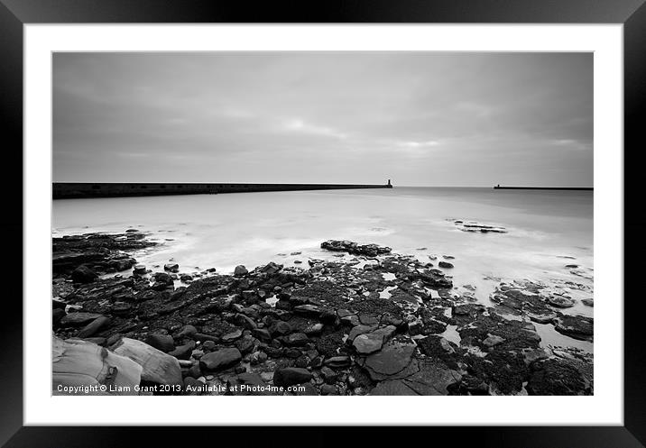 North and South Pier Lighthouses at dawn. Framed Mounted Print by Liam Grant