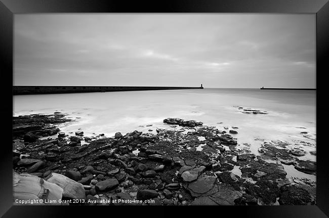 North and South Pier Lighthouses at dawn. Framed Print by Liam Grant