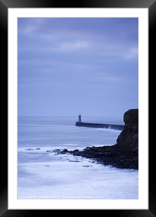 North Pier Lighthouse at dawn from Sharpness Point Framed Mounted Print by Liam Grant