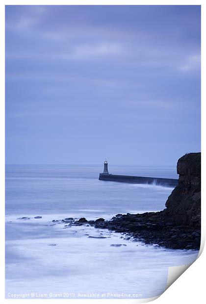North Pier Lighthouse at dawn from Sharpness Point Print by Liam Grant