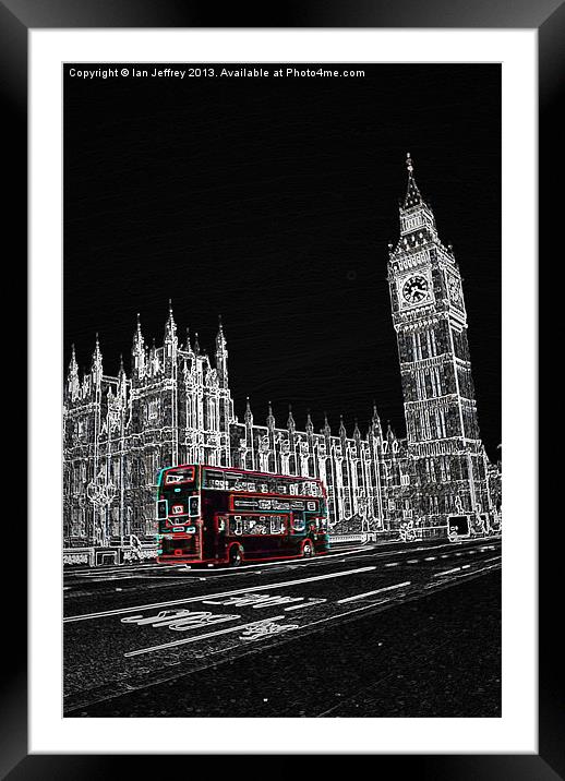 London Bus Framed Mounted Print by Ian Jeffrey