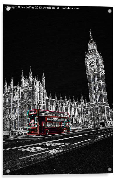 London Bus Acrylic by Ian Jeffrey