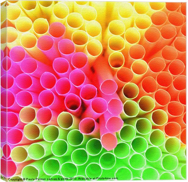 Neon coloured straws! Canvas Print by Paula Palmer canvas