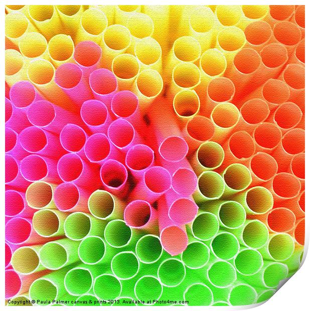 Neon coloured straws! Print by Paula Palmer canvas