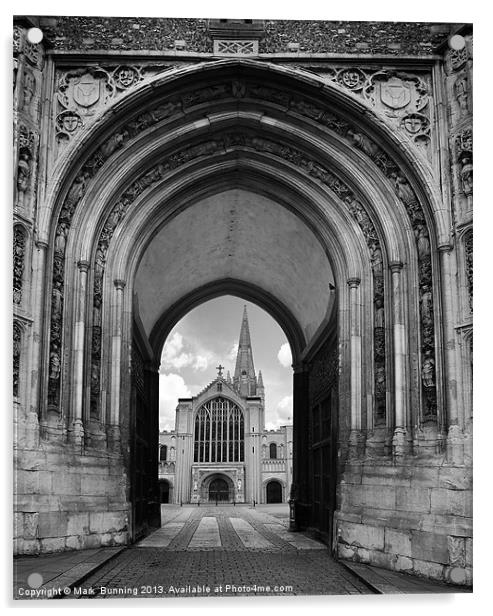 Under the arch to Norwich cathedral Acrylic by Mark Bunning