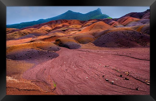 Seven Colored Earth in Chamarel II. Mauritius Framed Print by Jenny Rainbow