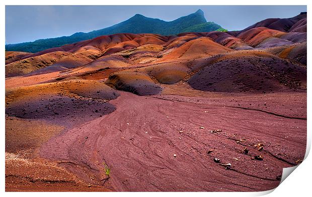 Seven Colored Earth in Chamarel II. Mauritius Print by Jenny Rainbow