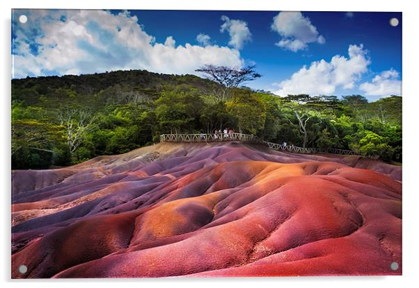 Seven Colored Earth in Chamarel. Mauritius Acrylic by Jenny Rainbow