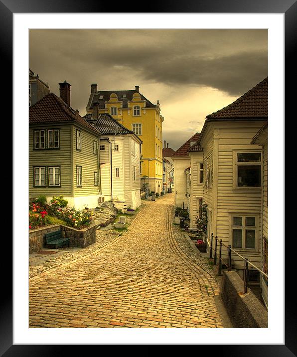 Bergen yellow brick road.  Framed Mounted Print by Alan Pickersgill