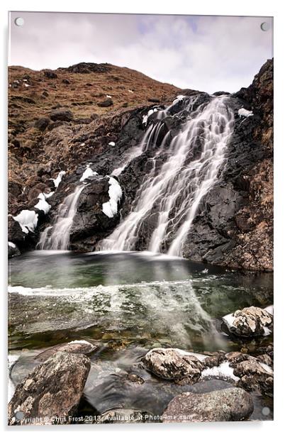 Easedale Tarn Waterfalls Acrylic by Chris Frost