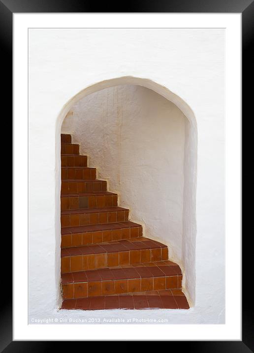 White Door Red Steps Framed Mounted Print by Bill Buchan