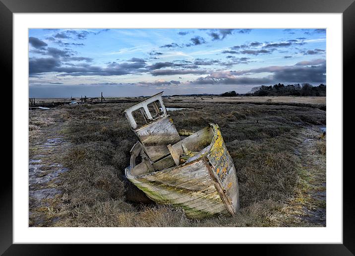 The Thornham boat wreck Framed Mounted Print by Gary Pearson