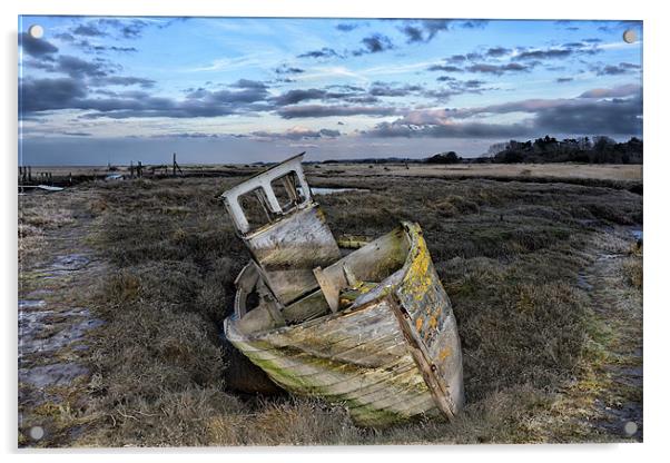 The Thornham boat wreck Acrylic by Gary Pearson