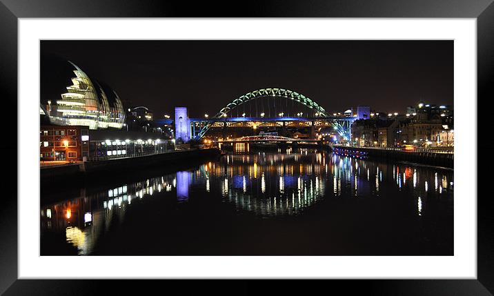 Newcastle Quayside by night Framed Mounted Print by Edward Budd