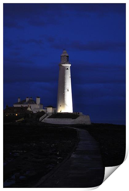 St Marys Lighthouse Print by Edward Budd