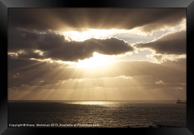 Sunrise over the Atlantic Ocean Framed Print by Diane  Mohlman