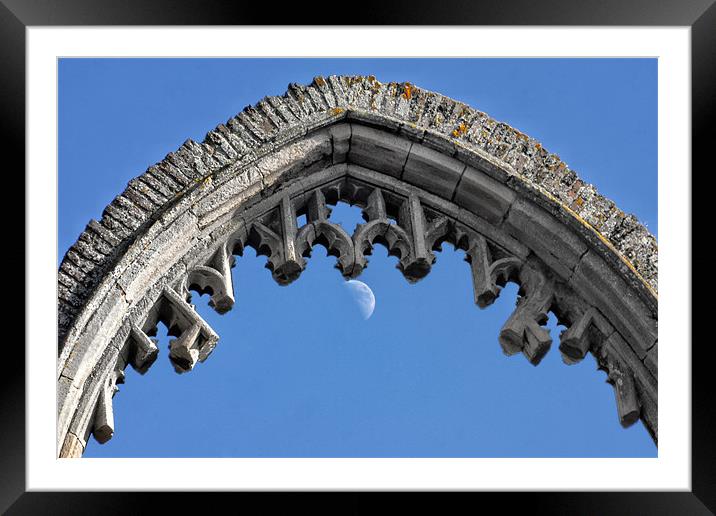 Moon hanging on the archway Framed Mounted Print by Gary Pearson