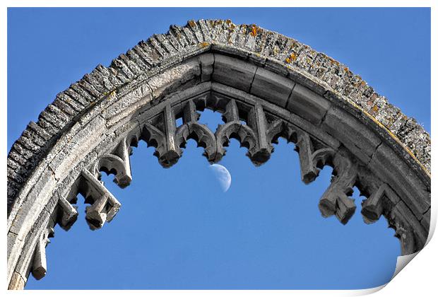 Moon hanging on the archway Print by Gary Pearson