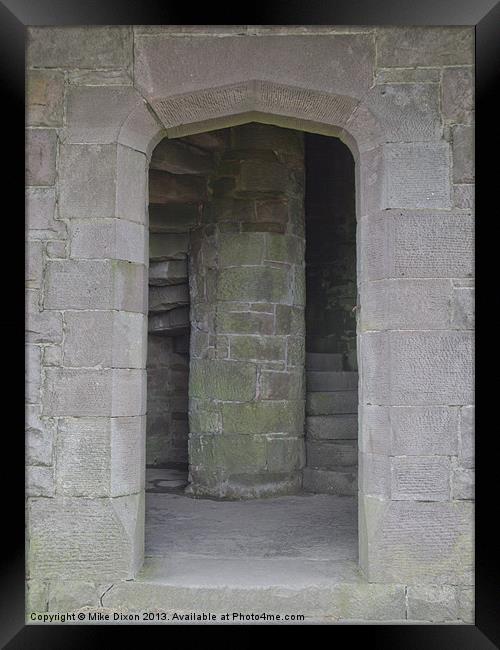 Darwen Tower stone stairway entrance Framed Print by Mike Dickinson