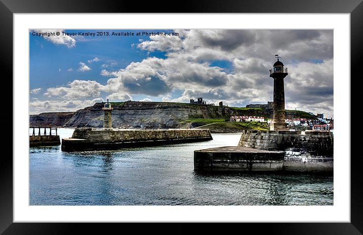 Whitby Harbour Entrance Framed Mounted Print by Trevor Kersley RIP