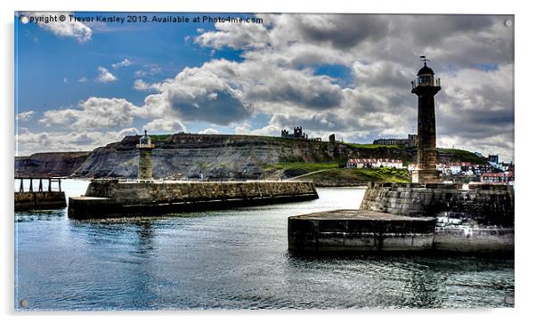 Whitby Harbour Entrance Acrylic by Trevor Kersley RIP