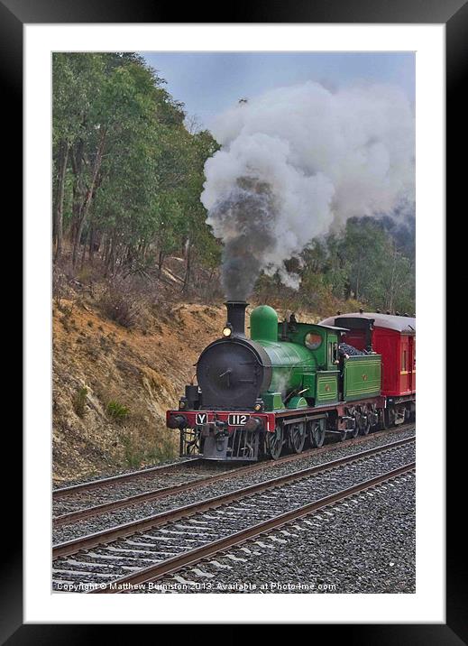 Steamtrain Y 112 steams up the hill Framed Mounted Print by Matthew Burniston
