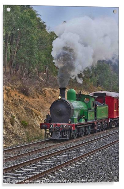 Steamtrain Y 112 steams up the hill Acrylic by Matthew Burniston