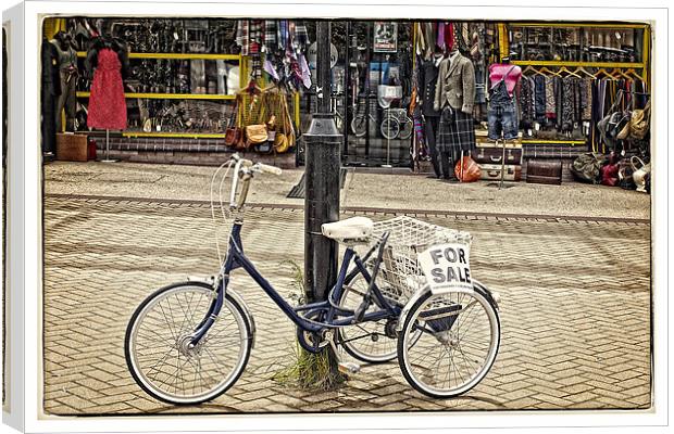 Mr Bens and the bike Canvas Print by jane dickie