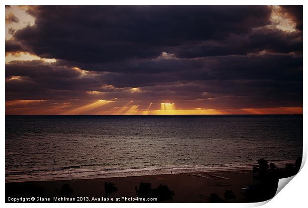 Sunset over Miami Beach Print by Diane  Mohlman