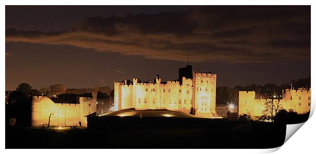 Alnwick Castle at night Print by Kevin Duffy