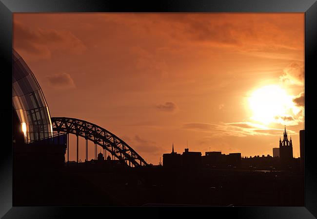 Sunset over the Tyne Framed Print by John Ellis