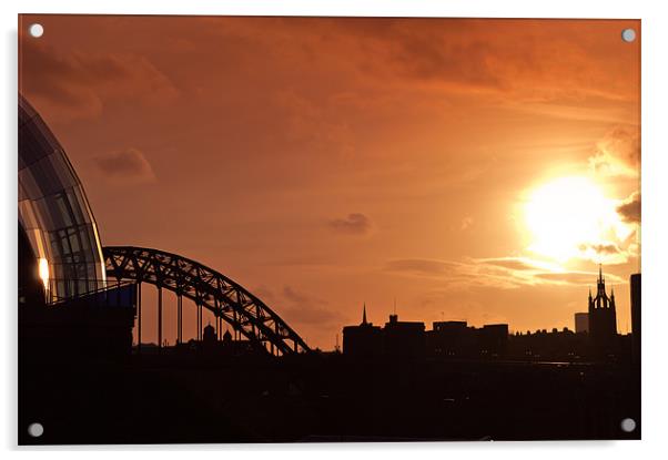 Sunset over the Tyne Acrylic by John Ellis