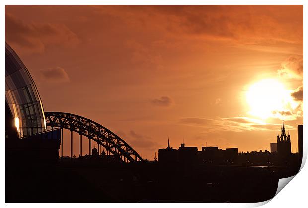 Sunset over the Tyne Print by John Ellis
