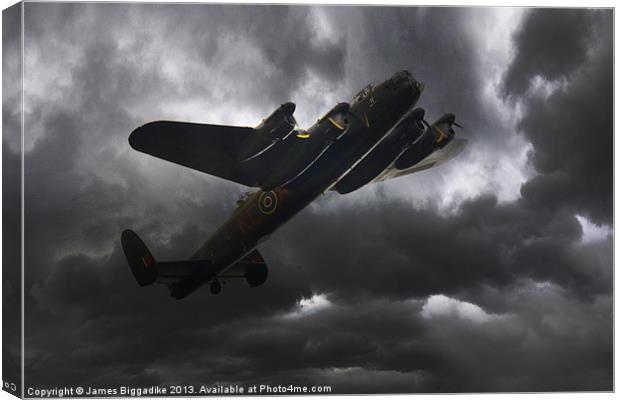 Lancaster - Dark Skies Canvas Print by J Biggadike