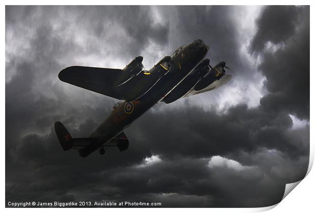 Lancaster - Dark Skies Print by J Biggadike