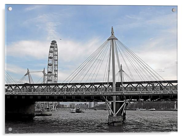 London Hungerford bridge at twilight Acrylic by Jutta Klassen