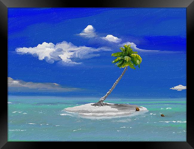 One palm Island Framed Print by Hassan Najmy