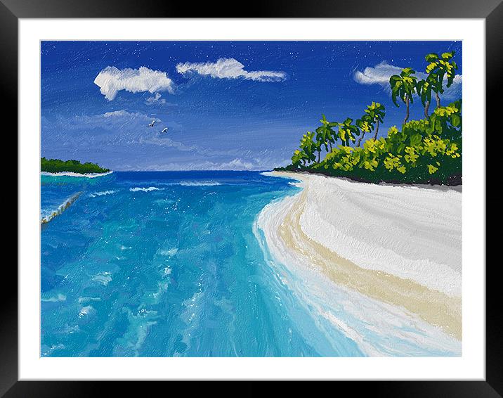 Island noon Framed Mounted Print by Hassan Najmy