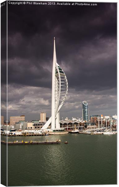 Spinnaker and Storm Clouds Canvas Print by Phil Wareham