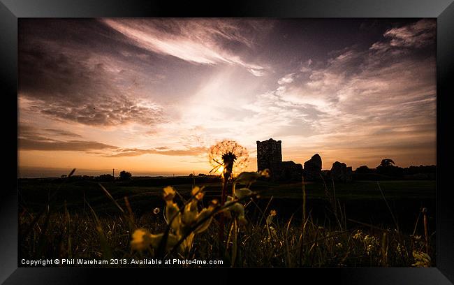 Flowers and Church at Sunset Framed Print by Phil Wareham