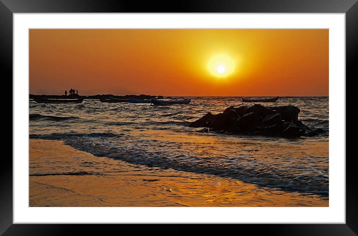 Manori Surf and Sunset Framed Mounted Print by Arfabita  