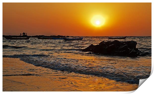 Manori Surf and Sunset Print by Arfabita  