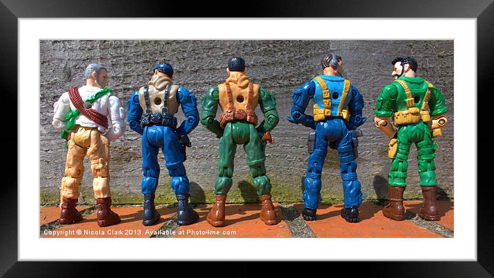 Hilarious Action Figures Peeing Framed Mounted Print by Nicola Clark