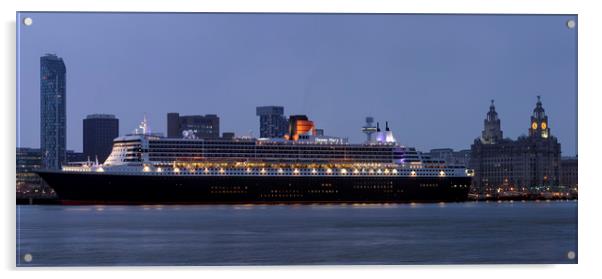 RMS Queen Mary 2 (Liverpool Pier Head) Acrylic by raymond mcbride