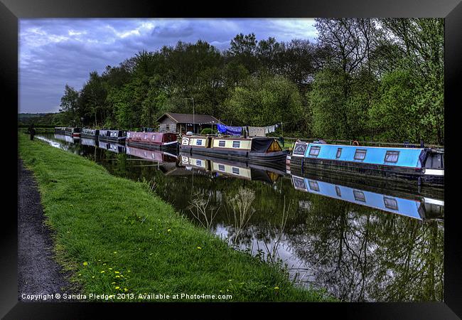 Narrow Boats at Riley Green Framed Print by Sandra Pledger