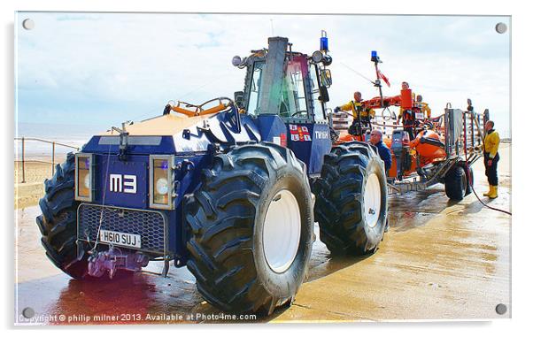 The Big Beach Tractor Acrylic by philip milner