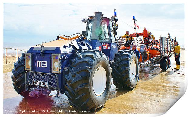 The Big Beach Tractor Print by philip milner