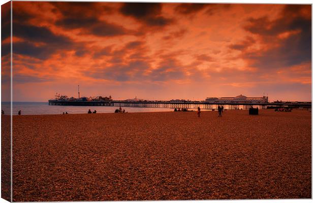 Brighton Beach and Pier Canvas Print by Dean Messenger