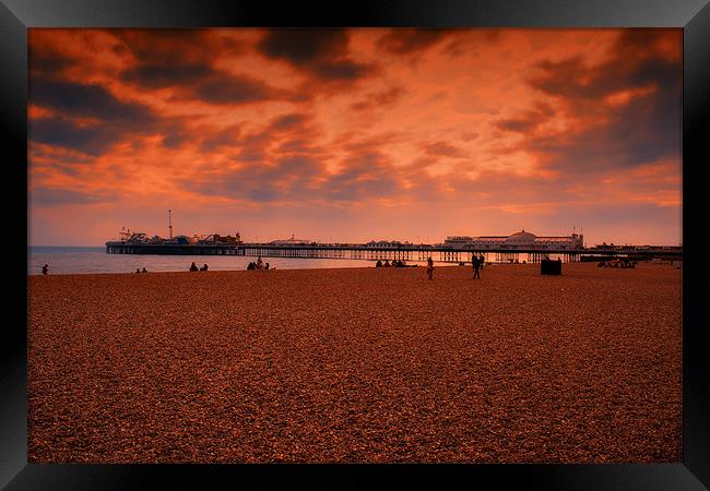 Brighton Beach and Pier Framed Print by Dean Messenger